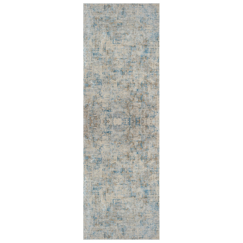 Govany Modern Abstract Two Million Point Blue/Gray Rug with High-Low Texture, Runner 2' x 6'