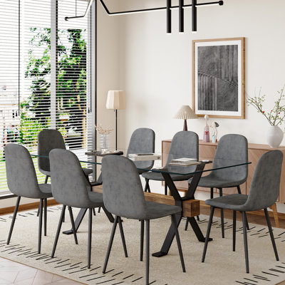9-Piece Glass Top Dining Table Sets