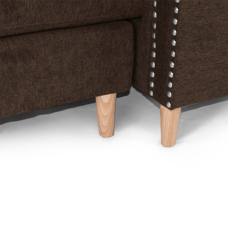 Reversible Sectional Set With 2 Accent Pillows In Tan, For Versatile And Stylish Living Room Arrangements, Tan