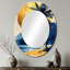 Miroir mural ovale bleu et doré-34889050