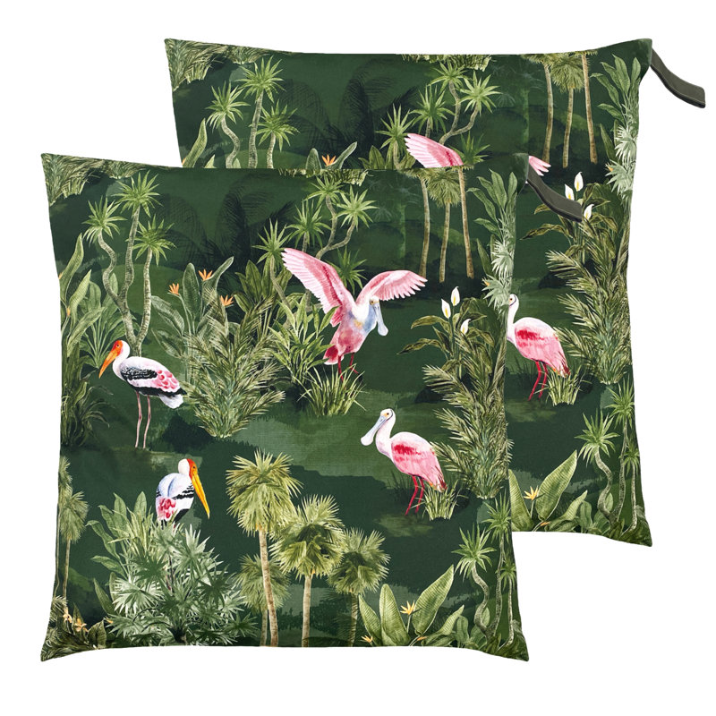 Platalea Botanical Polyester Filled Outdoor Floor Cushion Twin Pack, 70cm H x 70cm W