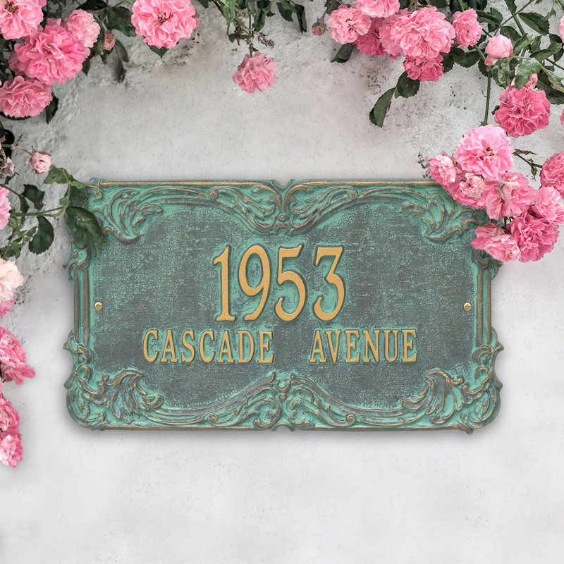 Signature Series 2-Line Wall Address Plaque, Verdigris, Bronze, Yes