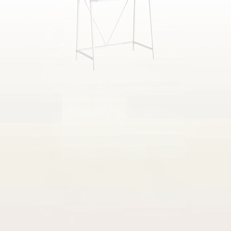 Gatria Contemporary White Finish & White Metal Computer Desk, 59.96" H X 31.76" W X 17.87" D