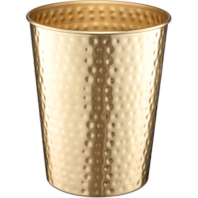 Hand Hammered Metal 1.8 Gallon Wastebasket Trash Can For Home Office Bedroom, Bathroom Decor