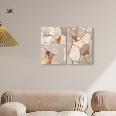 Ensemble de décorations murales bohèmes en acrylique aux tons terreux texturés par Art Remedy, prêt à  accrocher, 10 x 15