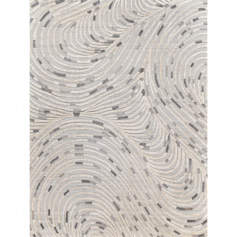 Overture Handmade Hand-Loomed Gray Area Rug, Rectangle 9' x 12'