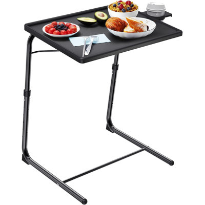 Table télé ajustable avec 6 réglages de hauteur et 3 réglages d'inclinaison - lit pliant et plateau de canapé pour manger, travailler ou grignoter