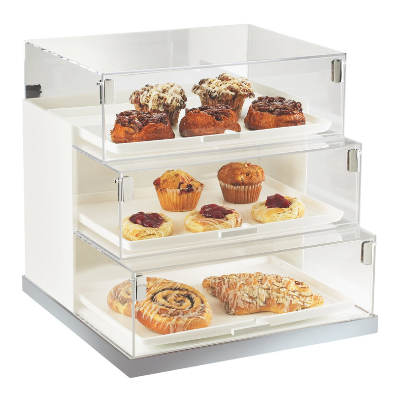 Luxe Three Tier Bakery Display Case - 19" x 20" x 19", Stainless Steel