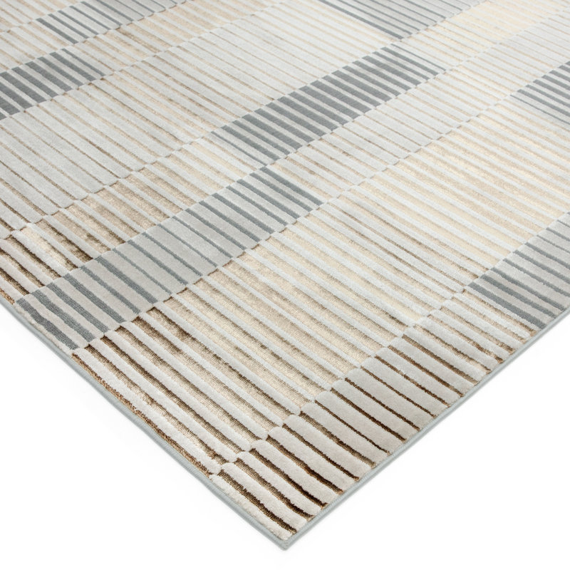 Aurora AU14 Ripple Metallic Beige Area Rug, Rectangle 240cm x 340cm