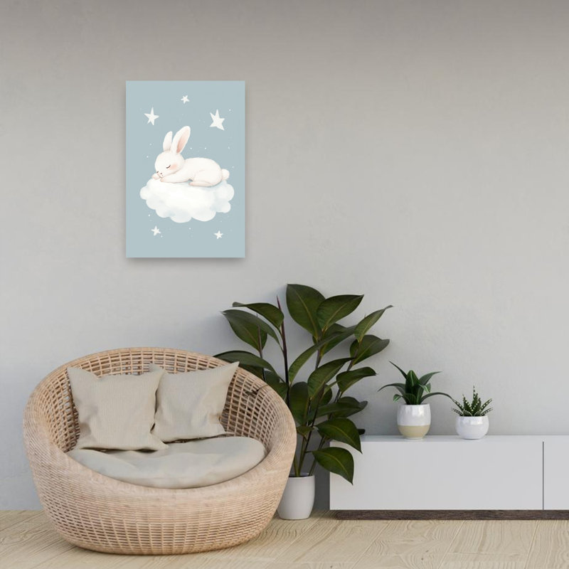 «Dreamy Cloud Bunny Dreamy Peaceful Whimsical Rabbit Forest», reproduction d'art murale, H 24 po x l 16 po