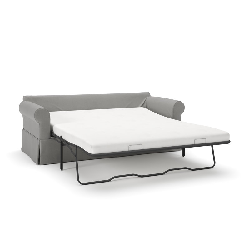 Canapé-lit à accoudoirs roulés avec coussins réversibles de 84 po Amari, Toile gris clair Bayou