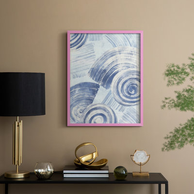 «Blue Nautilus Patterns II», reproduction encadrée - bois massif