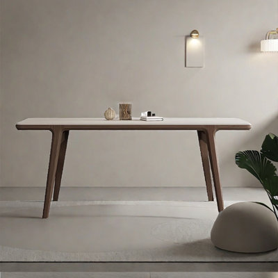 Modern simple rectangular matte white rock table