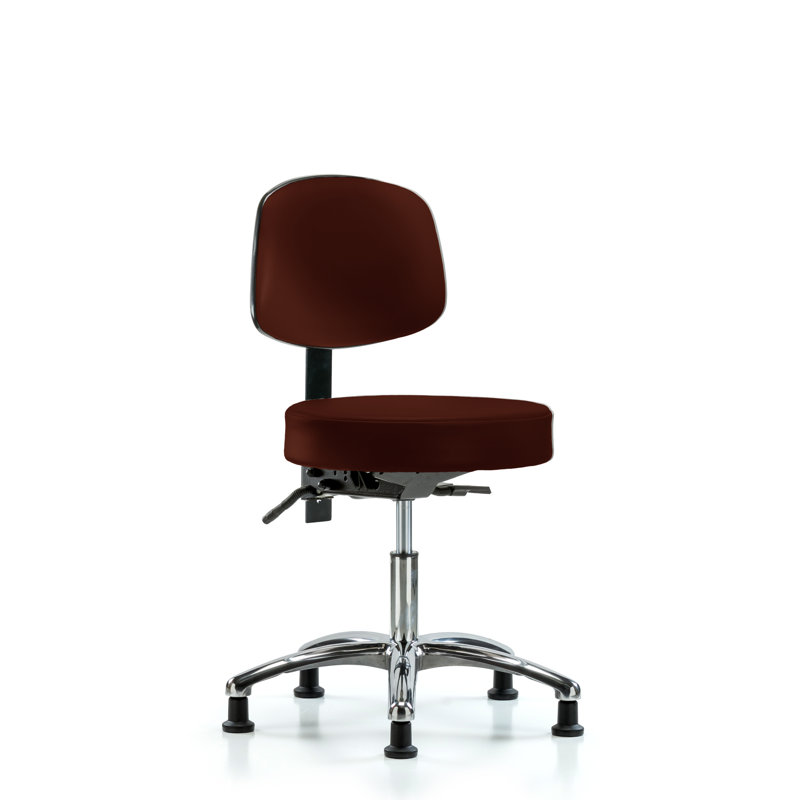Tabouret de laboratoire réglable à hauteur de bureau Daenerys, Bourgogne, Patins, Inclus