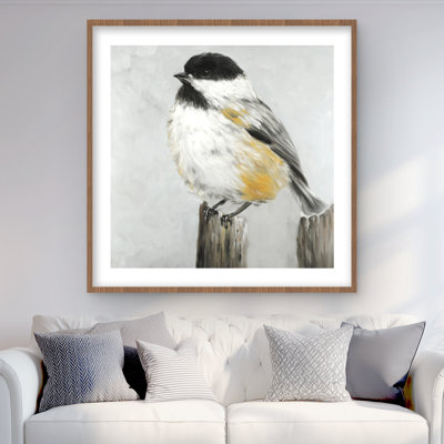 Coal Tit Bird Framed Matted Print | Beige Home Decor Accent