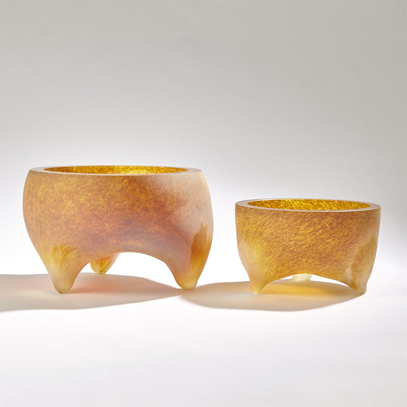 Freeform Tripod Bowl-Frosted Irys Gelp, 4.5" H x 7.75" W x 7.75" D