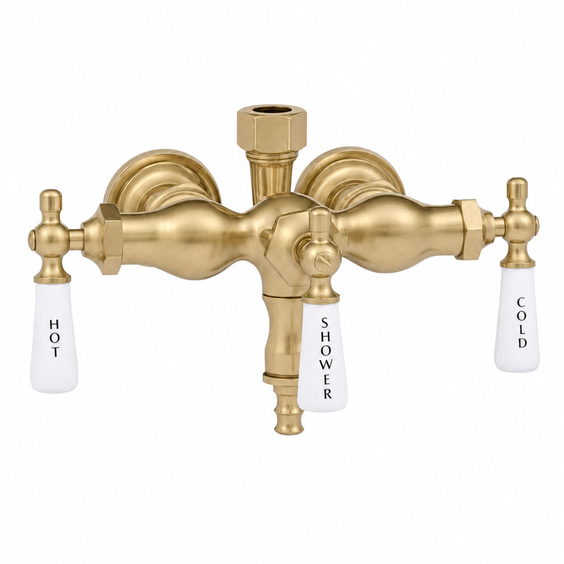 Robinet inverseur de baignoire pour rehausseur de douche par Strom Living, Unlacquered Satin Brass