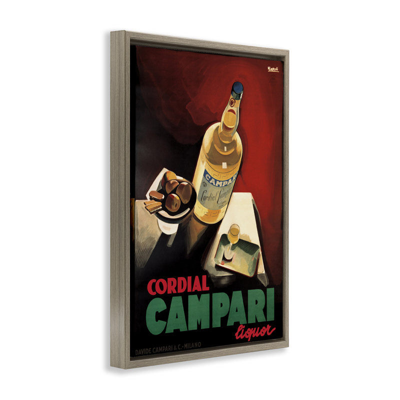 Cadre flottant rétro Campari Wine, design par Marcus Jules, H 31 po x l 21 po, Cadre flottant orme Montalcino