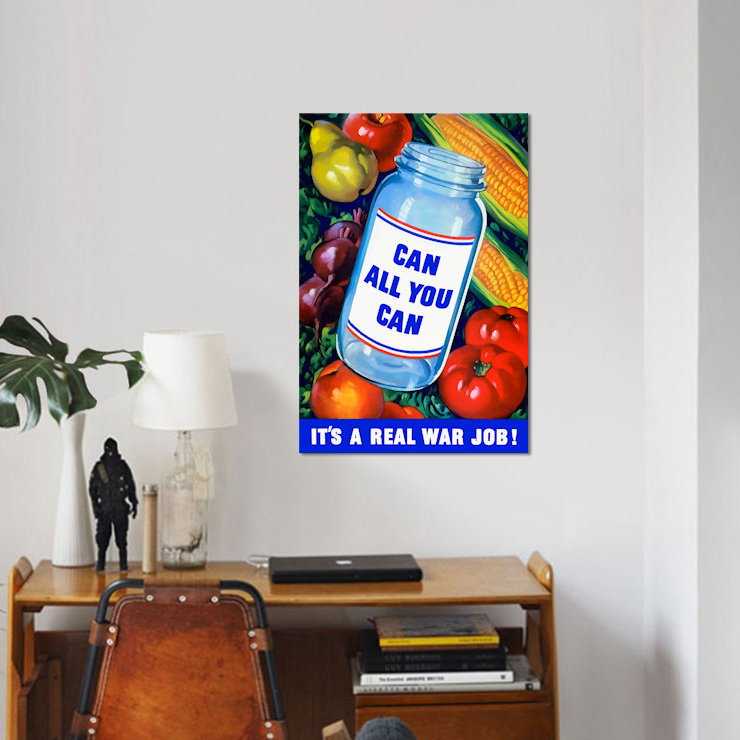 « canning war poster », affiche rétro sur toile, H 12 po x l 8 po x P 0,75 po, Toile tendue, Pas de tapis