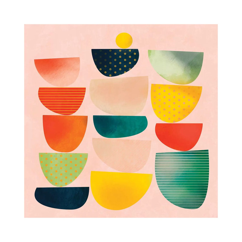 Mid Century Geometric Half Circles by Ana Rut Bré - Gallery-Wrapped Canvas Giclée on Canvas, Canvas, 30.48 cm H x 30.48 cm W