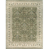 Hand Knotted Wool Oriental Area Rug in Olive/Ivory/Brown