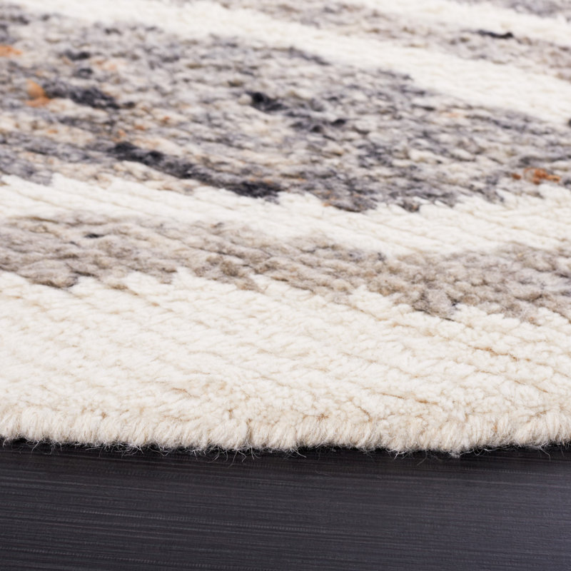 Tapis ivoire / gris foncé Antonnia, Rond 6 pi