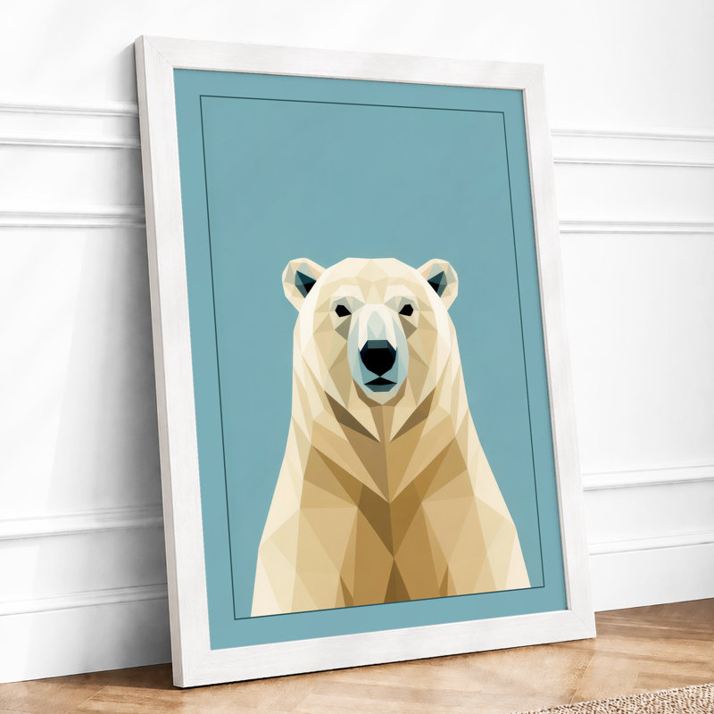 Polar Bear Geometric - Framed Print, A4 - 29.7 x 21.0 cm, White