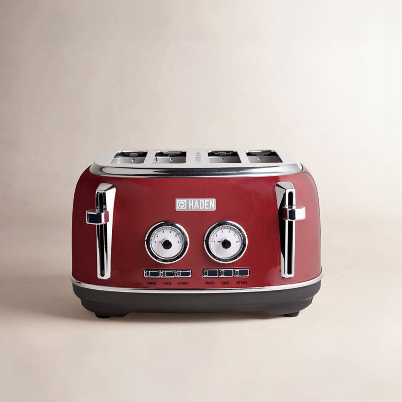 HADEN Dorset 4-Slice Wide Slot Toaster, Rectory Red