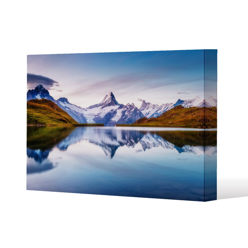 Panoramic view of the Mt. Schreckhorn and Wetterhorn Slim Style Canvas Print, 15mm Slim Real wood., 40 cm H x 60 cm W