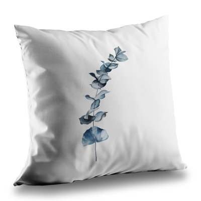 Eucalyptus Blue Leaves Throw Pillow - Botanical Minimalist Decor