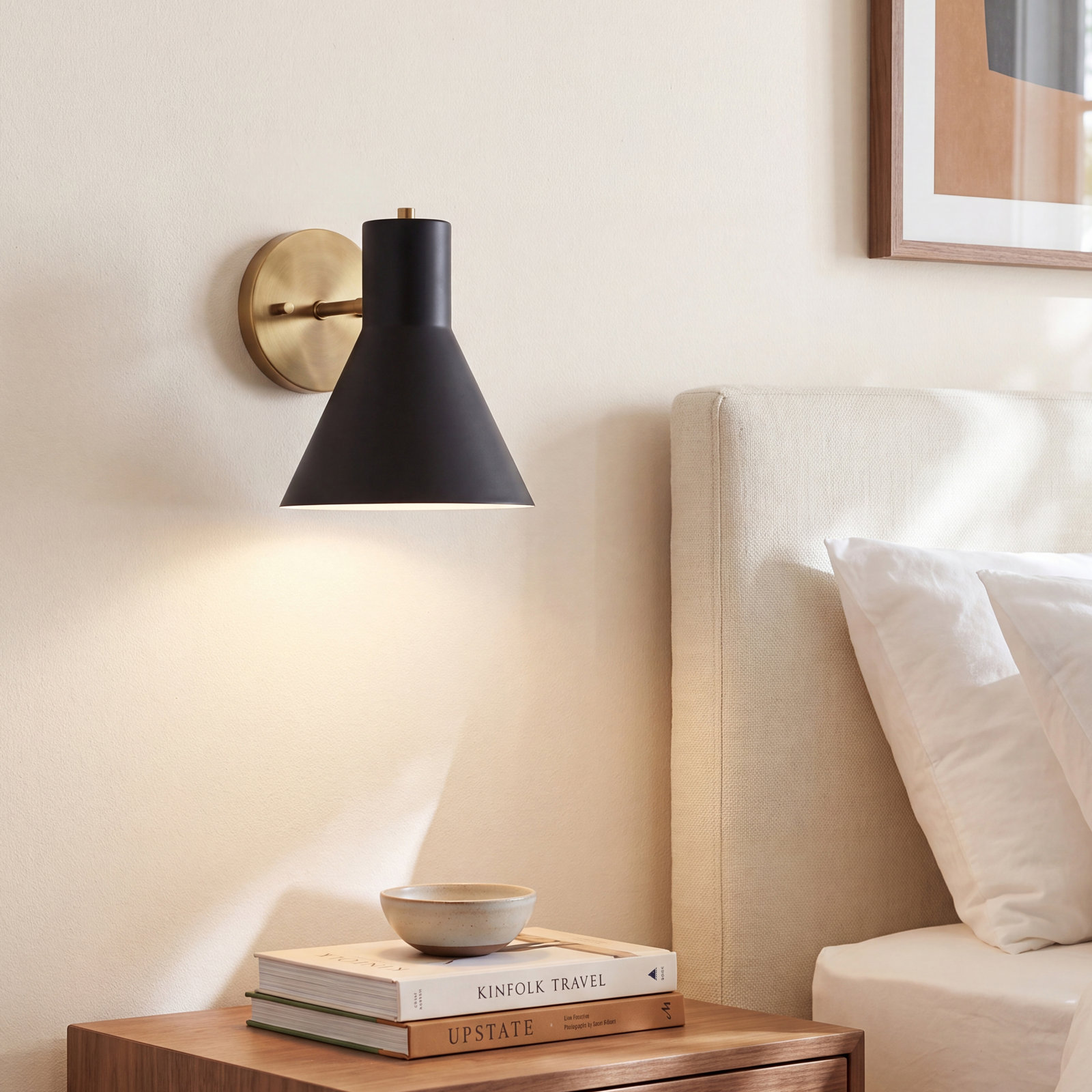 Byers Single Light Dimmable Armed Sconce, No, Satin Brass/Steel Black