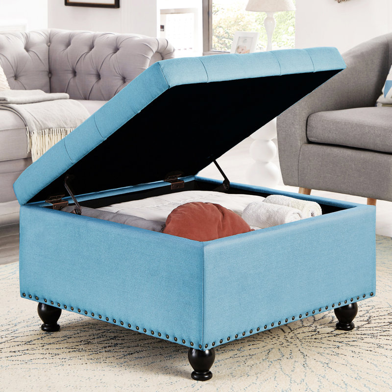 Storage With Cover And Construction - Blue Elegant Design, Light Blue