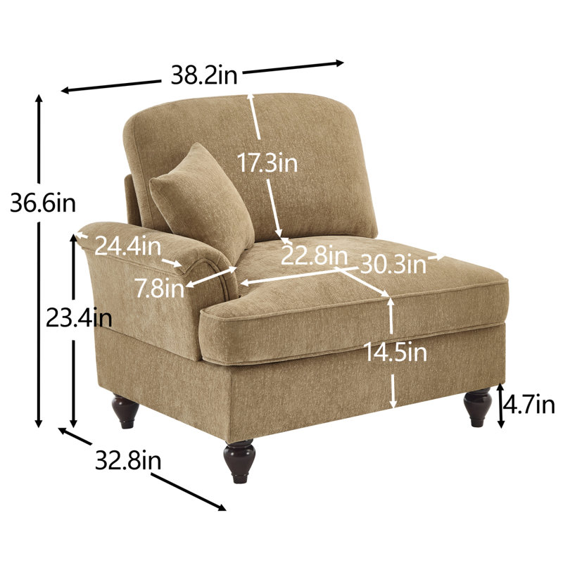 Sofa LSF Chenille W/1 Pillow -Light Coffee