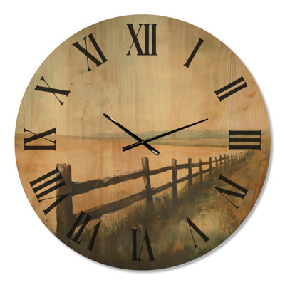 Rustic Prairie Fence - Tan Farmhouse Solid Wood Wall Clock