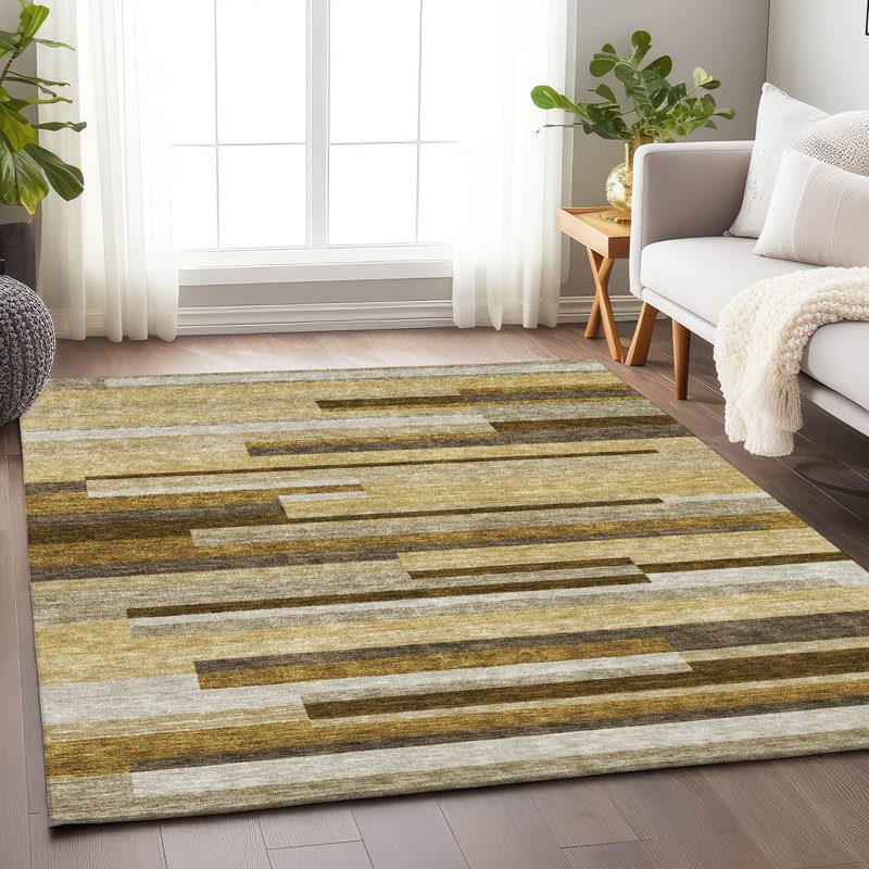 Premium Machine Washable Prisco Khaki Rug, Rectangle 10' x 14'