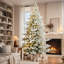 Sapin de Noël élégant enneigé avec lumières-648887275