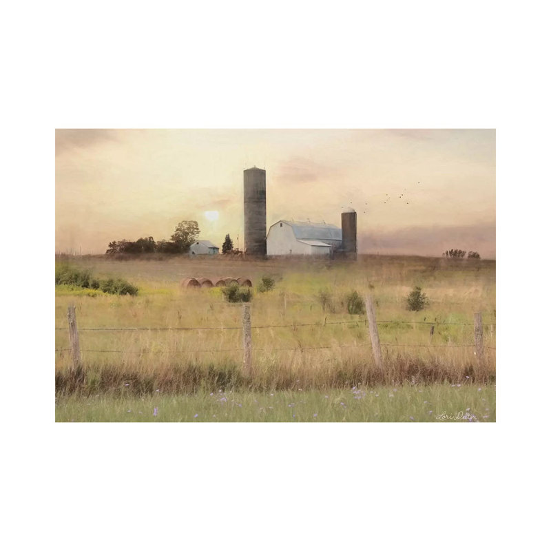 Sunset At The Dexter Farm by Lori Deiter - Print on Canvas, 20.32cm H x 30.48cm W x 1.91cm D, Wrapped Canvas