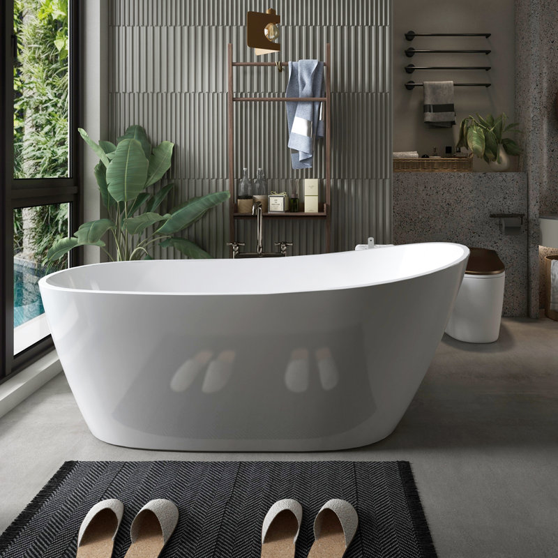 Free Standing Tub 67" x 30" Deep Soaking Bath Tub Acrylic Freestanding Bathtub J29 Stand Alone tub