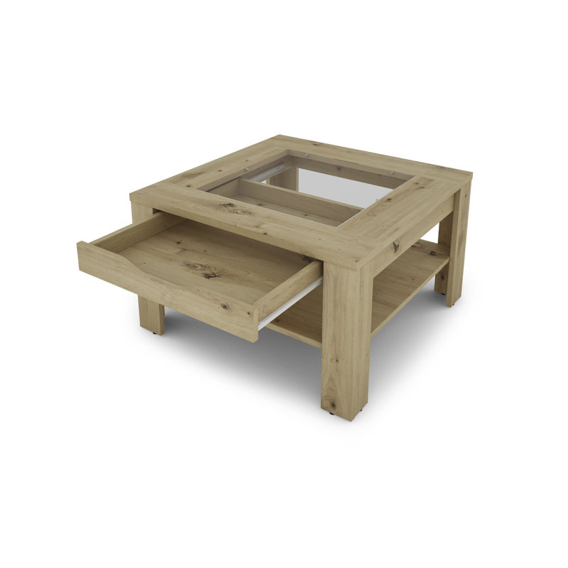 Hadlow Four Leg Coffee Table with Storage, Light Brown