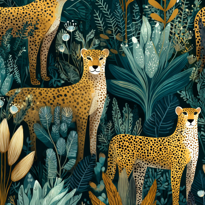 Papier peint adhésif auto-adhésif à motif de fleurs de guépards dans la jungle tropicale, L 118,08 po x l 17,7 po