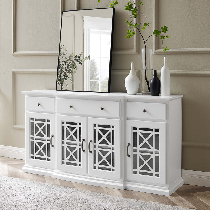 Buffet avec porte en verre Saugeries, Blanc