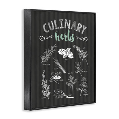 Culinary Herbs on Stripes Framed Giclee, design by Lettered and Lined