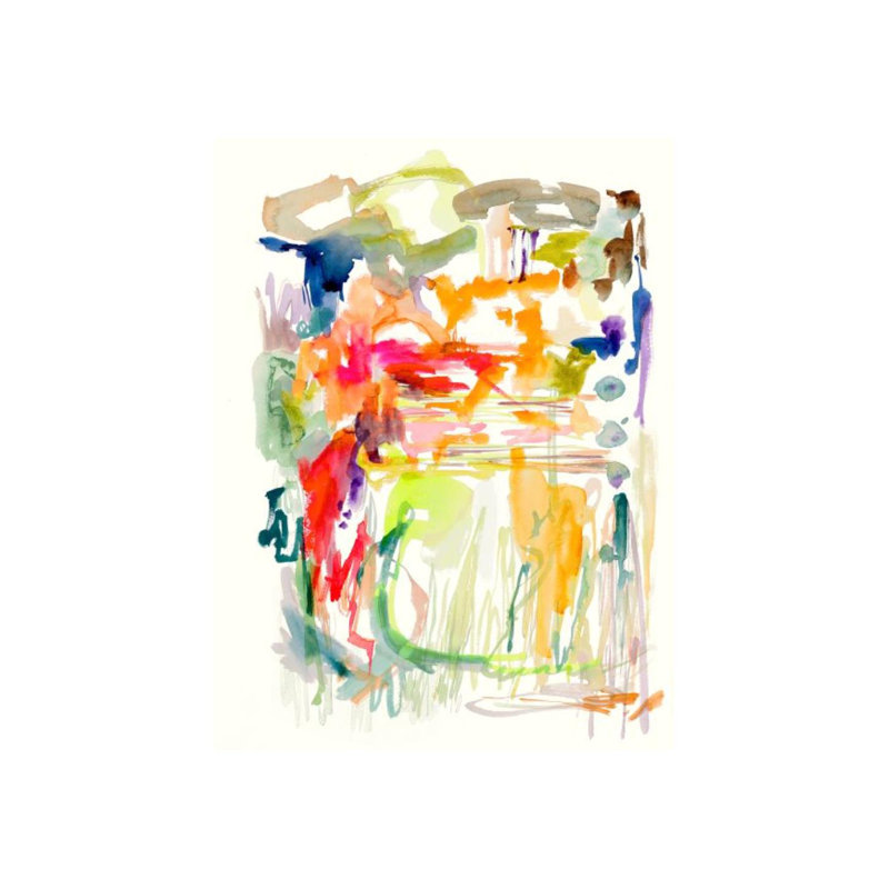 Into the Lake I par Sara Brown - Peinture, H 32 po x l 24 po x P 1,5 po, Image au pinceau gel