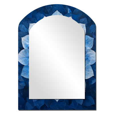 Bleu blanc hydrangée kaléidoscope hydrangée - miroir mural hydrangée, miroir décoratif asymétrique bleu, impression d'art en métal