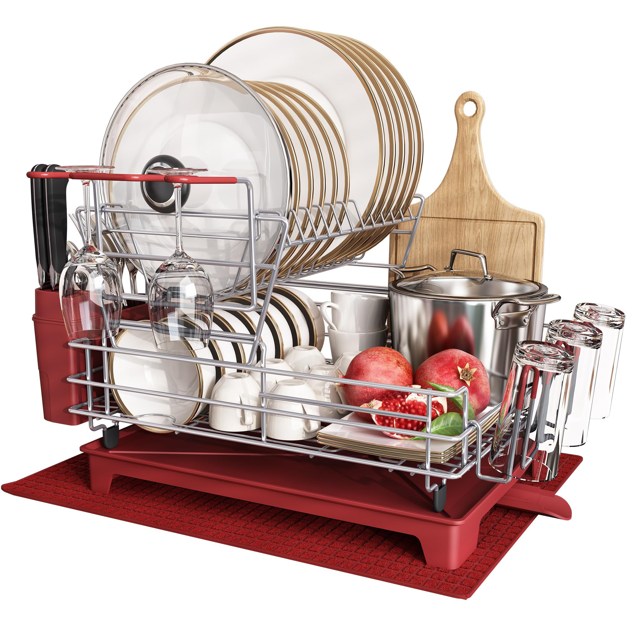 MAJALIS Adjustable Stainless Steel Two Tier Dish Rack | Wayfair