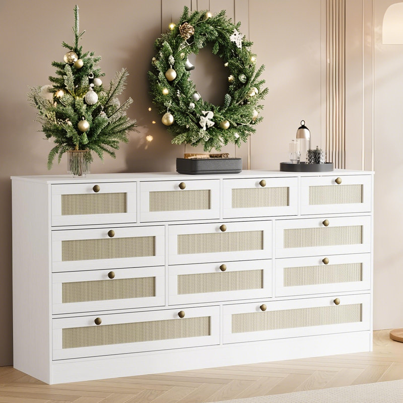 154.9cm W 12 - Drawer Chest of Drawers, White