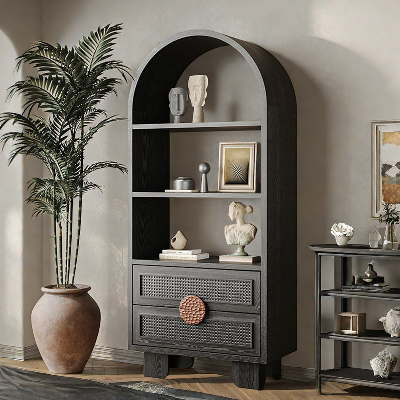Bibliothèque en bois noire Vintage Arch