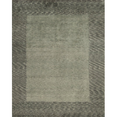 Plateau Hand Knotted Wool Geometric Area Rug in Gray