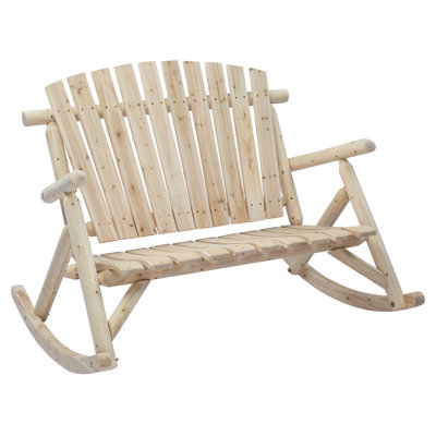 47-Inch Patio Rustic Wooden 2-Person Rocking Bench by Ophelia & Co.