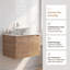 Meuble-lavabo flottant 30 po avec lavabo vasque en marbre veiné doré et 2 portes en chêne imitation à fermeture en douceur